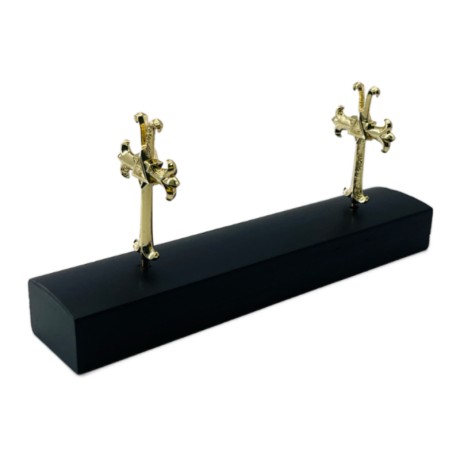 Ebony Metal Cross Pen Stand- Gold