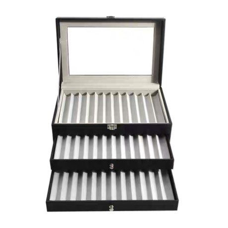 PSB36-1 Deluxe Fountain Pen Storage Box- Holds 36 Pens - gray 