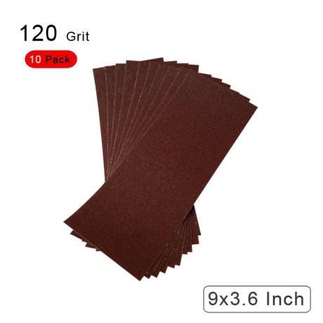 10 Pack Cloth Backed Long lasting Aluminum oxide Coated Abrasive Cloth Dry/ Wet 9 x 3.6 Inch - 120