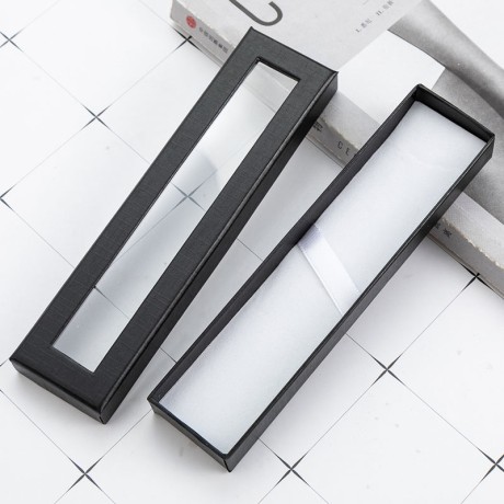 PBPA-7 Multi-color Clear Window Rigid Paper Pen Boxes - Black