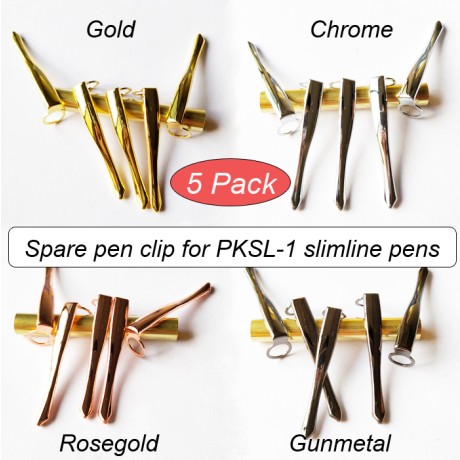 5 Pack Spare Pen Clips for Slimline Pen Kits - Gold