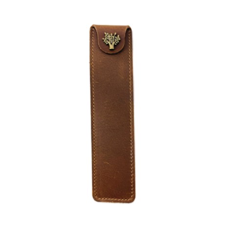 Vintage Brown Leather Handmade Pen Case - Brown