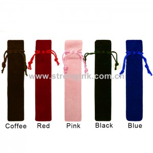 PCHV-1 Pack of  10 Black Velvet Drawstring Pen Pouch