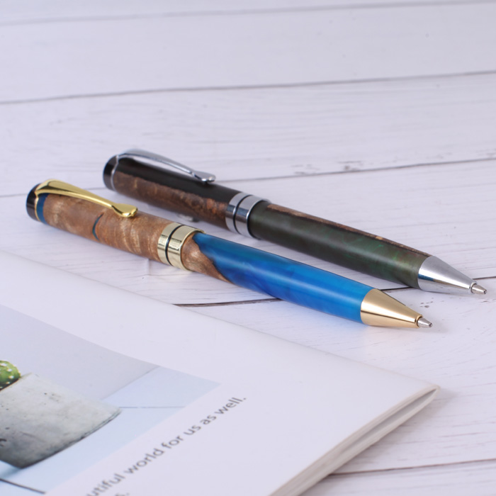 PKM-1 Twist Ballpoint pen kit Gold  Chrome  Finish with Gunmetal Topcap