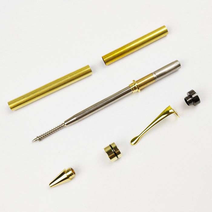 PKM-1 Twist Ballpoint pen kit Gold  Chrome  Finish with Gunmetal Topcap