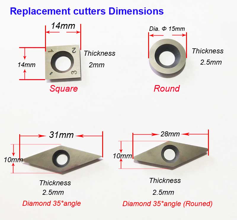 Squre Replacement Cutters For TTK-3 Woodturning Tool
