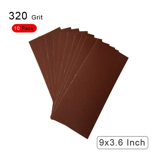 10 Pack Cloth Backed Long lasting Aluminum oxide Coated Abrasive Cloth Dry/ Wet 9 x 3.6 Inch