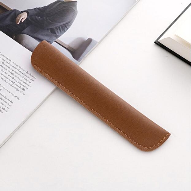 PCHLE-2 PU Leather Portable Pen Bag-Coffee