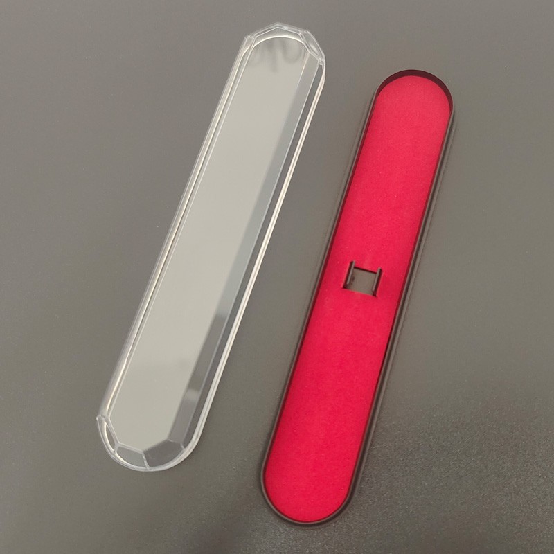 Multi-Rhombus Red Black base Clear Cover Pen Box