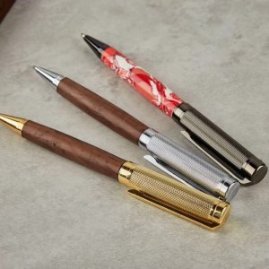 PKM-5-G Gold Finish Solid Clip New Style Twist Type Ballpoint Pen Kits