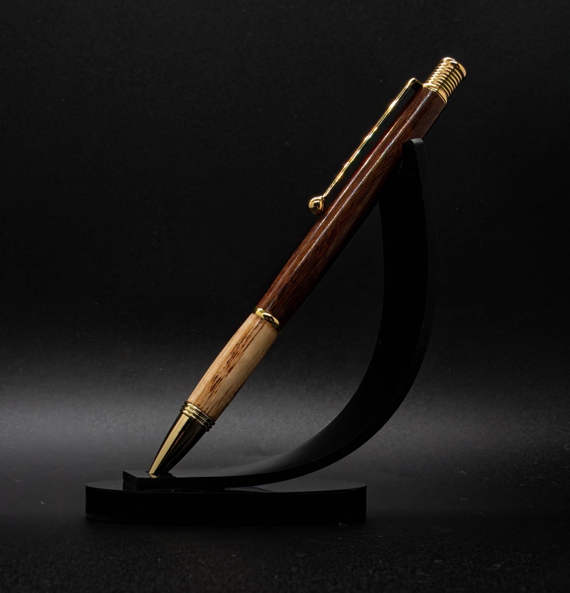 I got this with a mystery box - 10 kits. I have put together all but one. They make a strikingly beautiful pen. This one is rosewood and alder. Good way to use your cutoffs.