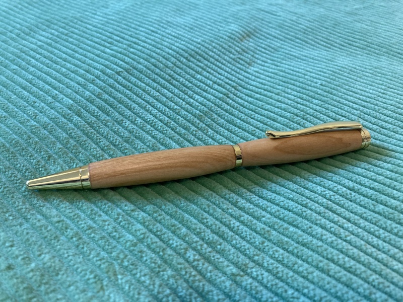 Very happy with first turned pen from you guys!
Used hard wood Cotoneaster from backyard!
Thanks
Greg