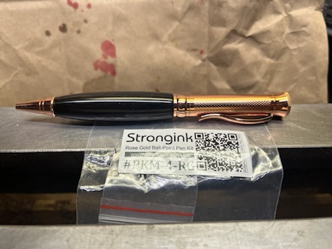 This is a PKM-4 Gunmetal Rosegold Ballpoint Twist Pen Kit featuring Beautiful Gaboon Ebony Wood with a C/A finish. Verfy nice pen kit that was easy to make. Highly recommend.