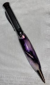 here we have a PKM-4 Gunmetal Finish Ballpoint Twist Pen Kit with a C/A finish on purple/silver and white pearl acrylic.