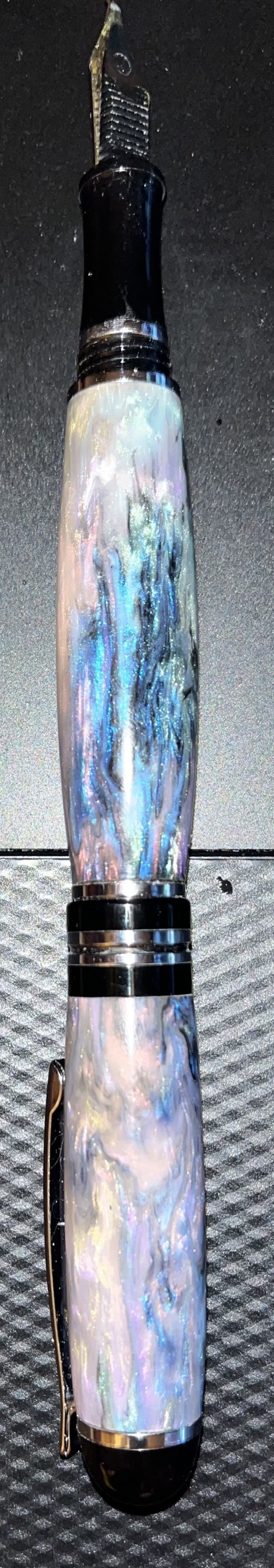 Here we have Item code:PKFT-C1-CH. - It is a Churchill Foutain Pen Kit With Calligraphy Pen Nib in Chrome Finish. The material we used is a beautiful multicolored resin type alabone Pen blank