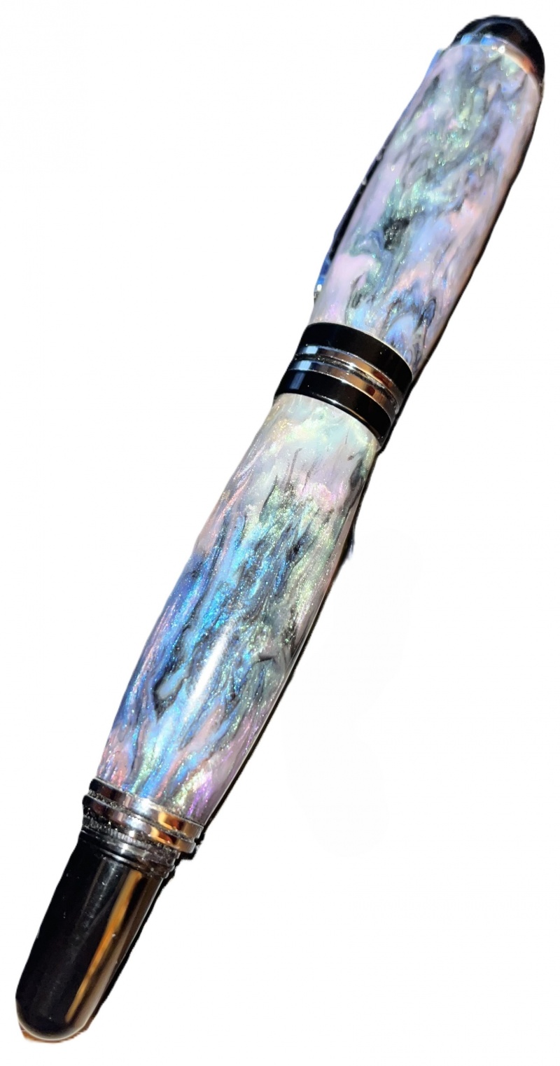 Here we have Item code:PKFT-C1-CH. - It is a Churchill Foutain Pen Kit With Calligraphy Pen Nib in Chrome Finish. The material we used is a beautiful multicolored resin type alabone Pen blank