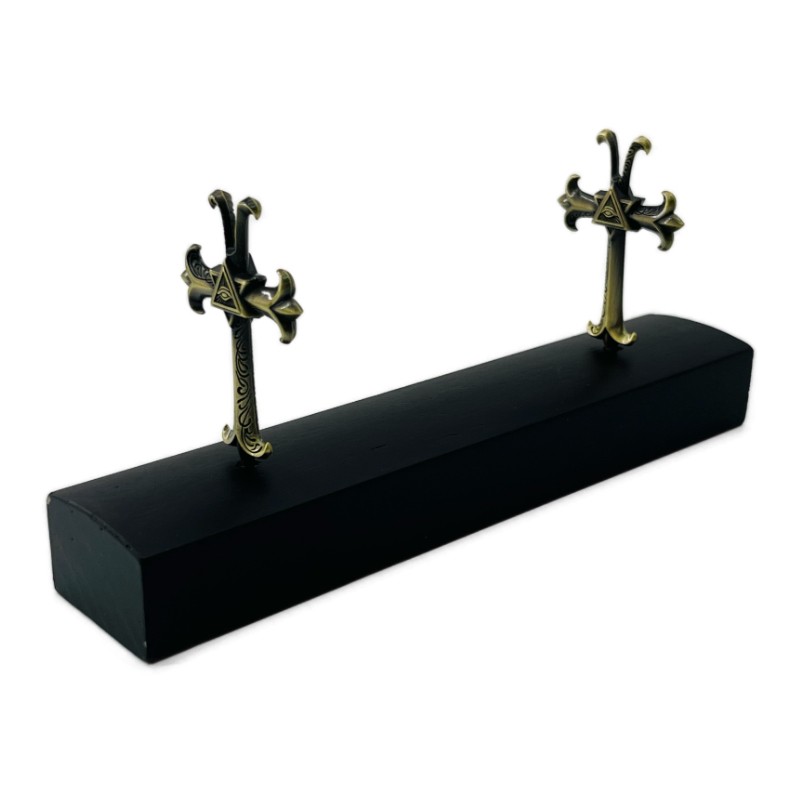 Ebony Metal Cross Pen Stand- Gold