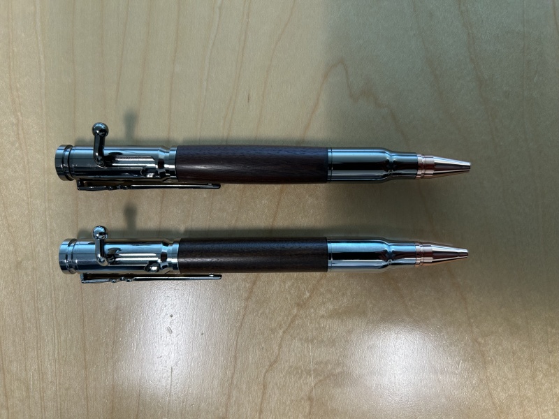 Bolt Action pens using darker woods to highlight the style.
