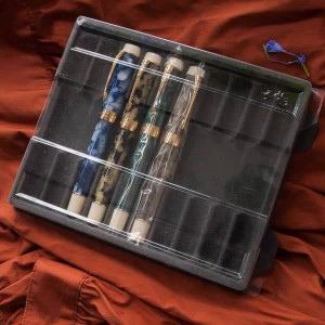 Vintage Waxed Pen Box with Clear Lid