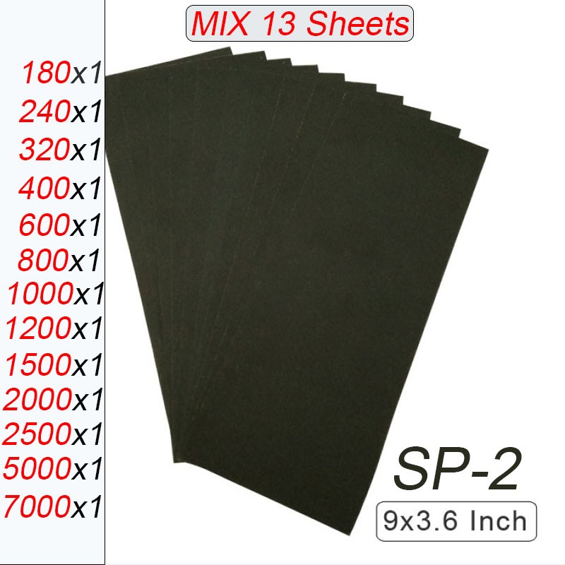 13 Pack 9inchx3.6inch Dry Silicon Carbide Waterproof Abrasive Sandpaper SP-2