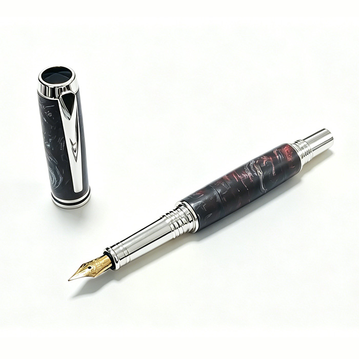 PKFT-7 Jr. Gentlemen's Fountain Pen Kits in Chrome+Black
