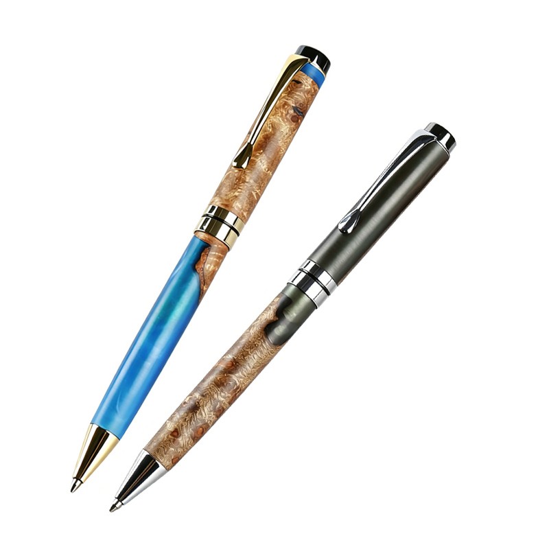 PKM-1 Twist Ballpoint pen kit Gold  Chrome  Finish with Gunmetal Topcap