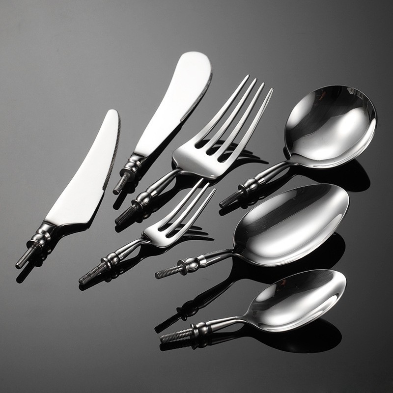 Premium 304 Stainless Steel Cutlery Kit Bolster with Finished Tang and threaded insertable part-Round Spoon