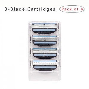 3-Blade Premium Cartridges (with Lubricating Strips)-Pack of 4