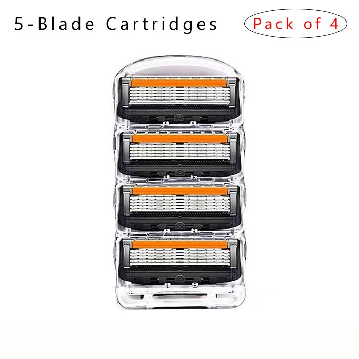 5-Blade Premium Cartridges (with Lubricating Strips)-Pack of 4