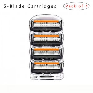 5-Blade Premium Cartridges (with Lubricating Strips)-Pack of 4
