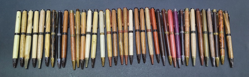 Making one Streamline pen as a sample for each type of wood that I have in my pen blank collection. 140 more types are in-progress.