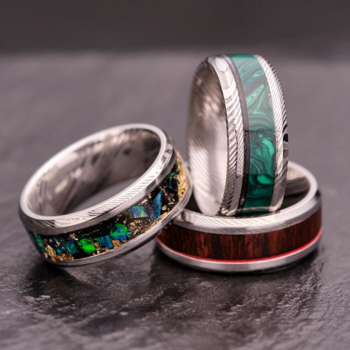 Damascus Stainless Steel Comfort Fit Inlay Ring Core