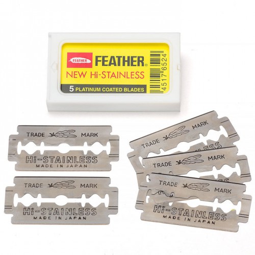 Feather Hi Stainless Platinum Coated Double Edged Safety Razor Blade